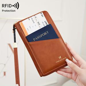 TEMU FOREVER MIYIN 빈티지 RFID 차단 여권 홀더 - 가벼고 휴대 가능한 여행 지갑, ID 창 및 카드 슬롯, 블랙, 안전한 여행을 위한 도난 방지 디자인, 여권 여행 지갑, 내구성 있는 지퍼 클로저