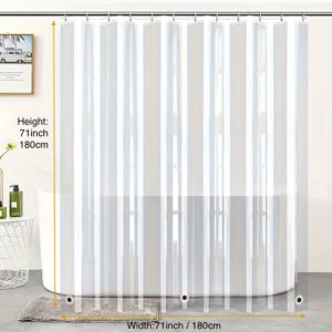 TEMU 1pc 경량, 얼룩 및 세면제 스럼 방지 샤워 커튼 라인어 - 투명 비닐, 자석 하단, 플라스틱 그롬메트, 가정, 호텔, 기숙사, 아파트에 적합 - 올 시즌 사용, 욕실 장식, 욕실 샤워 라인어 | 투명 샤워 커튼 | 플라스틱 그롬메트, 욕실 샤워 커튼