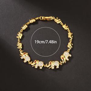 TEMU 1pc 여성용 민족 부족 스타일 코끼리 매력 브레이슬릿, 18K 금 도금 구리, 합성 지르코니아 액센트, 만화 휴가 패션 보석, 일상 및 휴일 착용품