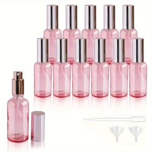 TEMU 12/4개, 핑크 스프레이 병, 1.7oz/50ml 미세한 안개 유리 스프레이 병, 꽃 물주기 및 향수 라벨 청소용 리필 가능 액체 용기, 깔때기 & 측정용 피펫 포함