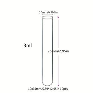 TEMU 10pcs 보리실리케이트 유리 원형 바닥 시험관, 과학 실험, 장식, 식물 번식 및 휴일 선물용 투명 유리 시험관.