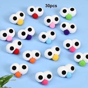 TEMU 30개 혼합 색상 3D 폼폼, 큰 눈, 나일론 소재, DIY 헤어 타이, 주얼리 만들기, 양말 및 의류 액세서리용, 장식용 폼폼 | 재미있는 디자인 | 부드러운 질감, 공예용 폼폼