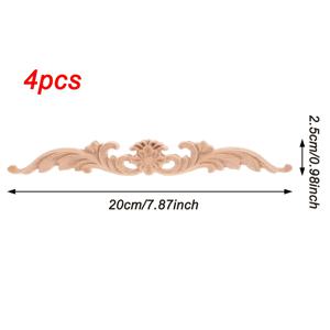TEMU 4pcs 우아한 나무 조각 애플리케이션, 단색 우드 3D 꽃 문 캐비닛 데칼, 홈 데코용