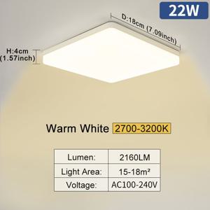 TEMU 밍앤벤 모던 스퀘어 LED 천장 조명, 22W, 따뜻한/차가운 화이트, 초박형 디자인, 쉬운 설치, AC 100-240V - 밝고 편안한 침실, 거실, 주방 분위기, 침실 장식에 이상적