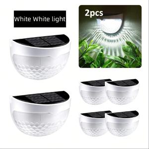 TEMU 2개 태양광 야외 벽등, 6LED 반원형 울타리 & 계단 조명, 방수 투명 디자인과 태양광 패널, 홈 시큐리티용 쉬운 반부착 설치, 외부용 태양광 조명