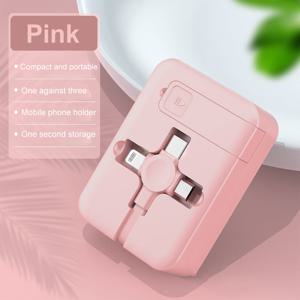 TEMU 마카롱 컬러 내장 폰 홀더 및 충전기 케이블 포함 리트랙터블 USB 케이블, 아이폰, , 샤오미, 오포, 바이보용 멀티포트 충전 코드 - 다양한 기종 호환