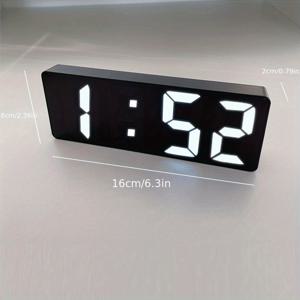 TEMU 1pc LED 디지털 알람 시계, 온도 표시, 조절 가능한 밝기, 12/24 시간, 시간 지시자, 침실 장식에 이상적 - 배터리 작동 (AAA), 귀여운 시계