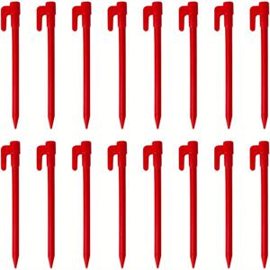 TEMU 16pcs 레드 텐트 스테이크 - 캠핑, 정원, 야외 장식에 적합한 멀티 컬러 앵커, 내구성 있는 레진 소재, 텐트 및 타프를 안정시키기 위한 이상적인 캠핑 액세서리