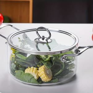 TEMU 1개 유리 조리기구 세트: 용량 84.54oz & 118., 스토브탑 및 식기세척기 사용 가능, 내열성 보로실리케이트 유리, 스테인리스 손잡이, 수프, 우유, 베이비 푸드, 파스타, 국수 등에 완벽