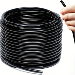 TEMU 50-100피트 길이의 1/4인치 블랙 드립 관개 호스, DIY 정원 관개 시스템, 수소농축, 미스트 호스, 또는 정원 프로젝트용 블랭크 분배 호스로 적합합니다.