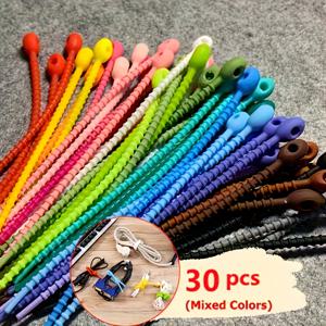 TEMU 30/20/10pcs 컬러풀한 탄력 있는 로프와 바인딩 모스 - 쉽게 보관하고 내구성이 뛰어난 케이블 타이 벨트로 와이어를 정리할 수 있습니다. 가정 및 사무실 사용에 이상적입니다.