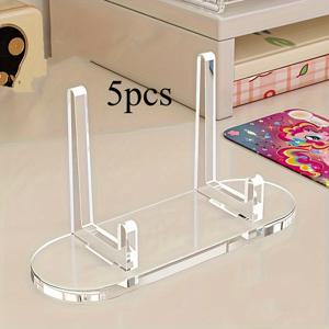 TEMU 5pcs 클리어 아크릴 미니 카드 홀더 - CD, 음악 앨범 및 수집품을 위한 우아한 스탠드 디스플레이 랙 - 가정, 주방 및 레코드 스토어 조직에 이상적 - 전원 필요 없음, 수집품 디스플레이 | 현대적인 디자인 | 내구성 있는 플라스틱 재질, 카드 홀더