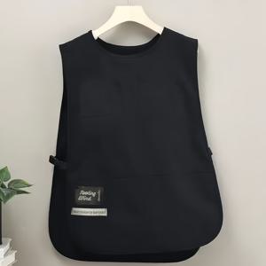 TEMU 스냅 디자인의 심플한 작업복 앞치마 1개, 주방 홈 다이닝용, 인터넷 유명 베이킹 유니폼, 사계절용 남녀공용 커피숍 워크 에이프런