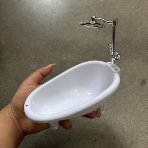TEMU 1pc 미니 화이트 욕조 모델, 및 샤워 헤드 포함 - 플라스틱 DIY 인형집 욕실 장식, 창의적인 장면 미세 풍경 액세서리, 세부 디자인 | 우아한 욕실 미니어처, 미니어처 욕실 세트