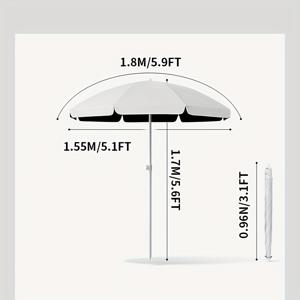 TEMU 5.9피트 헤비듀티 비치 우산 - 날카로운 팁 폴, 내구성 있는 나일론 캐노피 & 철제 프레임이 있는 휴대용 접이식 선쉐이드, 해변/수영장/파티오/정원용 - 전 세계 100개 국가 사용 가능, 혼합 색상, 가족 선물, 수영장 옆 액세서리, 수동 크랭크 메커니즘