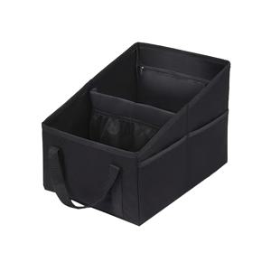 TEMU 하트 리프 1개 대용량 접이식 차량 시트 정리함 - 휴대용 다목적 수납 가방, 자동차 도구/열쇠/안경 보관, 베이지/블랙 내구성 원단, 여행 액세서리, 슬림 디자인, 지퍼 잠금, 메쉬 포켓