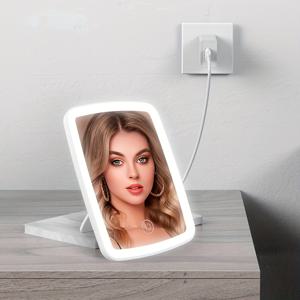TEMU 화이트 LED 메이크업 미러 – 3색 조명, 전면 라이트, 밝기 조절 가능, 터치 스위치, 휴대용 접이식 디자인, USB 충전 기능 – 뷰티 애호가를 위한 완벽한 선택