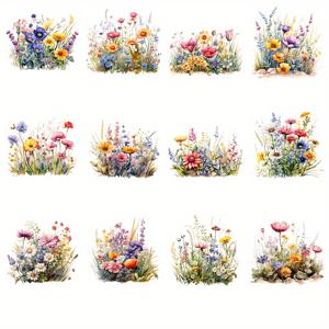 TEMU 12개 스프링 꽃병 플로랄 DIY UV 전달용지 유리 꽃병 및 커피 컵 포장 장식, 병 꽃병 전달용지, 노트북 휴대폰 케이스 선물 카드 전달용지, 삽화, 병, 노트북 쓰레기 일기 학교 용품, 장식, 선물 상자 포장 장식, 전달용지, 모든 硬면 전달용지에 적합