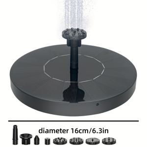 TEMU 2025년 업그레이드된 고품질 태양열 분수 펌프, 6개의 노즐과 4개의 충돌 방지 막대가 있는 단일 단위, 야외 연못, 새 목욕, 물 특징 및 수영장에 적합, 배터리가 필요하지 않아 조경 장식, 새를 유혹할 수 있습니다.