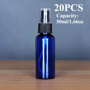 TEMU 20개입 50ml/1.66oz 플라스틱 미스트 스프레이 병 - 재사용 가능한 여행용 에센셜 오일, 향수, 클렌징 & 용기 - 투명 디자인, 내구성 있는 블루 미스트 스프레이 병 (20개 세트), 헤어 스프레이 병|오일스프레이