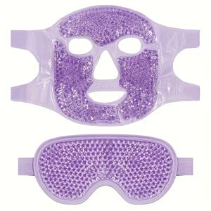 TEMU 1개 핫 앤 콜드 젤 페이스 마스크 및 1개 핫 앤 콜드 젤 아이 마스크 콤보 세트, PVC 젤 비즈 재사용 가능한 핫 앤 콜드 얼굴 마스크와 눈 가리개. 크리스마스, 추수감사절, 아버지의 날 선물로 완벽합니다