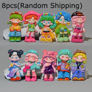 TEMU 8pcs 귀여운 큰 눈의 소녀 미니어처 - 손수 제작된 장식품, DIY 공예 액세서리, 창의적인 만화 조각품, 데스크탑 디스플레이, 풍경 장식, 일본 귀여운 인형 스탠드, 재미있는 테이블 장식, 창의적인 가정 액세서리, 수집 가능한 조각품