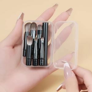 TEMU 투명 케이스가 있는 6개의 미니 여행용 메이크업 브러쉬 세트, 블렌딩 및 아이섀도우 브러쉬를 위한 컨투어 브러쉬, 여행 및 일상 사용에 편리한 부드럽고 다기능