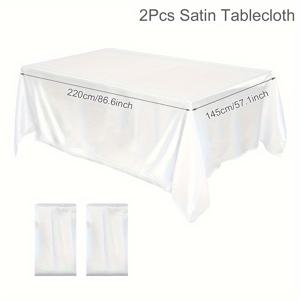 TEMU 1개/2개, 145 * 220cm, 사틴 스퀘어 테이블보, 단색 폴리에스테르 테이블 천, 야외 러스틱 웨딩 연회, 생일 파티 장식, 가정용 호텔 테이블 장식 테이블 커버에 적합합니다.