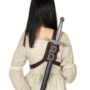 TEMU 중세 기사 바이킹 PU 가죽 검 휘장, 할로윈 의상 사진 소품, LARP 파티 용품, 무대 공연 액세서리