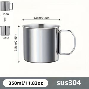 TEMU 스테인리스 스틸 보온 여행용 머그 250ml/350ml/550ml - 접이식 야외 커피 & 차 컵, 음료를 뜨겁게 또는 차갑게 유지, 캠핑 및 피크닉에 이상적