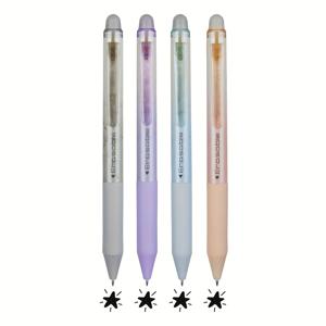 TEMU 4개 리트랙터블 지우개 젤 펜 - 0.5mm 검정 & 파랑 잉크 - 부드러운 미끄럼 방지 그립 - 별 디자인의 투명 플라스틱 바디 - 사무실, 학교, 문구용품에 완벽, 쓰기용 펜