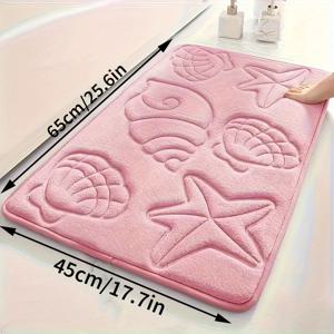 TEMU 울트라 소프트 & 조개 새김 욕실 매트 - 25D 고밀도 스펀지, 초흡수 & 미끄럼 방지, 욕조, 샤워, 홈 데코에 완벽, 욕실 액세서리, 고주파 새김, 욕실 바닥 매트