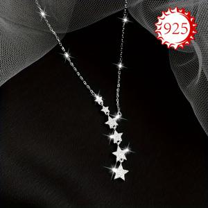 TEMU 925 실버 저자극성 목걸이, 단일 품목, 여성용 별 목걸이, 독특한 디자인, 스웨터와 레이어링하기에 다재다능, 커플, 절친, 또는 결혼식, 파티, 해변 휴가, 추수감사절, 크리스마스와 같은 일상적인 경우에 선물하기에 완벽, 산화 방지 포장 포함.