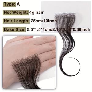 TEMU 레이스 헤어 토퍼 자연 블랙 인비지블 헤드 템플 25cm/10인치 핸드 크로셰 4g 천연 인간 모발 교체용 머리 볼륨 증가 패치