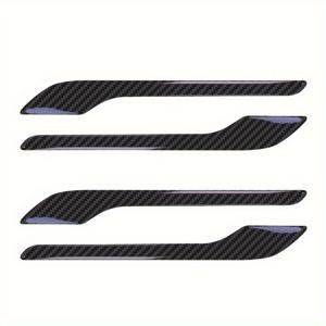 TEMU 테슬라 모델 3 & Y용 4개 세트 광택 있는 블랙 카본 파이버 도어 핸들 커버 - 스크래치 방지 ABS 소재와 실리콘 테이프, 세련된 현대적 디자인으로 차량 외관 향상, 차량 핸들 보호 | 광택 있는 마감 | 내구성 있는 ABS 수지