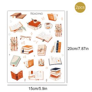TEMU 스티커 2장, 독서 스티커, 책 스티커, 플래너 스티커, 독서 다이어리 스티커, 책 스크롤 스티커, 노트북 장식용으로 최적, 크리스마스 선물