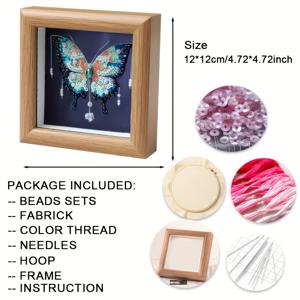 TEMU DIY 프렌치 비즈 나비 자수 키트, 동물 테마, 사계절용 패브릭 공예 세트, 진주 및 스팽글 포함, 초보자용, 단계별 가이드가 있는 창의적인 수제 나비 디자인, 친구와 가족을 위한 이상적인 선물