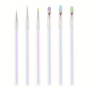 TEMU 6pcs 네일 아트 펜 도구 드림 가든 아이스 투명한 판타지 컬러 펜 홀더 컬러 펜 머리 건축 페인팅 플랫 머리 사각형 풀 라인 펜 네일 아트 도구 네일 아트 용품