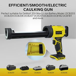 TEMU LED 4단계 조절 가능한 전기 캑킹 건 - DeWalt 18-21V 배터리용 10oz/300ml 무선 실리콘 건, LED 라이트, 채우기, 밀봉 및 수리용 에르고닉 디자인 (배터리 미포함), 캑킹 건, 건설 장비, 현대 도구, 내구성 있는 건축