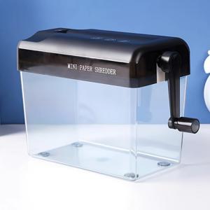 TEMU 1pc 무선 수동 종이 분쇄기, 사무실 책상 장치, 배터리 없음, 안전한 문서 파괴, 내구성 있는 플라스틱, 다색 옵션 - 블루, 블랙, 핑크, 문서 분쇄기|현대 미학|내구성 있는 플라스틱 분쇄기