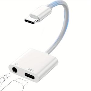 TEMU 아이폰, 삼성, 아이패드 및 기타 기기에 사용할 수 있는 USB-C 컨버터로, 충전 도크가 있는 Type-C에서 3.5mm 오디오 어댑터로, 고품질 스테레오 잭 도글, USB-C 전원 전달, 남성에서 여성으로의 연결, USB-C 오디오 컨버터
