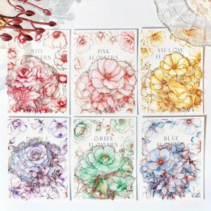 TEMU 일기장 장식용 반짝이는 꽃 스티커 120개 (6개 세트), 스크랩북 용품, 플래너 아트 크래프트, 포토 앨범 데코