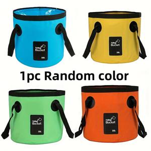 TEMU 1pc 20L 휴대용 접이식 물통 - 내구성 있는 PVC, 블랙 핸들로 접이식, 캠핑, 낚시, 여행 및 야외 정원에 이상적, 야외 정원 필수품|강력한 핸들 물통|내구성 있는 PVC 물통, 물 저장