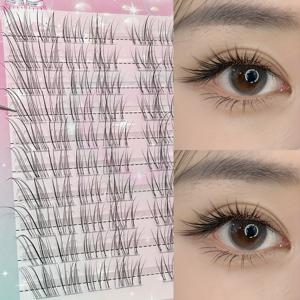 TEMU 80클러스터 DOUDOUTIAN DIY 캣아이 인조 속눈썹 - 투명 통기성 D컬, 10-14mm 길이, 재사용 가능 자연스러운 플러피 속눈썹, 초보자용 일상 및 특별한 날, 드라마틱 아이 메이크업, 편안한 착용감, 뷰티 애호가용