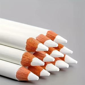 TEMU 8팩 스케치용 화이트 숯연필, 음영 및 블렌딩 - 재활용 목재 2mm+ 와이드 팁, 플라스틱/메탈 리드 & 지우개 포함 - 초보자와 전문가에게 이상적, 예술 도구, 클래식 연필 디자인, 균일한 외관, 매끄러운 드로잉, 내구성 있는 구조, 미술 학생용