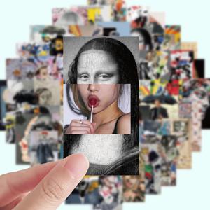 TEMU 50개 현대 미술 잡지 장식 스티커, PVC 재질, 자체 접착, 매트 핏, 비정형 모양, 플라스틱 표면에 적합, 다이어리 액세서리, 트레이딩 카드, 태블릿, 노트북, 스케이트보드, 기타, 물병에 적합