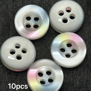 TEMU 10개 세트 무지개 반짝이 투명 레진 버튼 - 11.5mm 와이드 에지 두 눈 디자인, 광택 조개 모양 옷, 가방, 재킷 & DIY 공예용 바늘버튼, 의류 액세서리, 매끄러운 표면