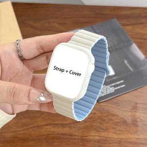 TEMU 새로운 스타일 iwatch9 Apple S8 Watch Apple Watch Ultra 2 스트랩 Se 실리콘 자석 7세대 스포츠 남녀 가을/겨울 세트 iWatch 보호 케이스 고급 창의적 6/5/4