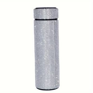 TEMU 1개, 반짝이는 스터드 진공 플라스크, 16oz/480ml 스테인레스 스틸 보온 보냉 물병, 여행용 열차잔, 뜨거운 음료와 차가운 음료를 위한, 여름과 겨울에 어울리는 음료용품, 선물|텀블러|트래블보틀