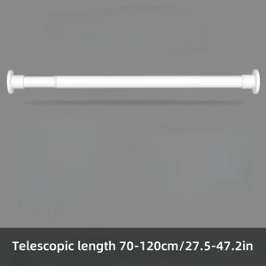TEMU 1개 조절 가능한 금속 텔레스코픽 로드, 스프링, 텐션 설치, 중력 지지 샤워 커튼, 창문 처리, 로마 막대, 옷장 - 무 드릴 디자인|샤워커튼